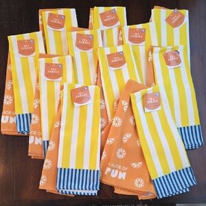 22 Citrus Stripe & Orange Print Tea Towels - Yellow & Orange